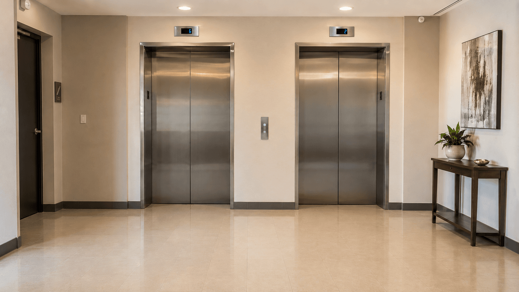 Halls de elevador limpos e conservados